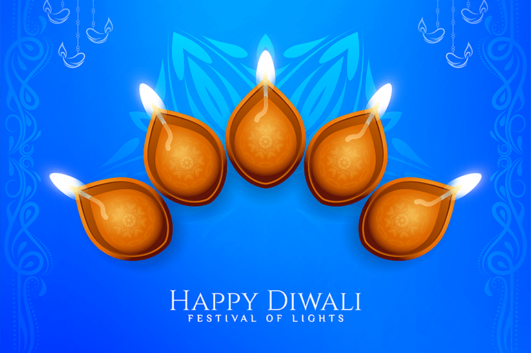 Beautiful blue color Happy Diwali festival greeting background